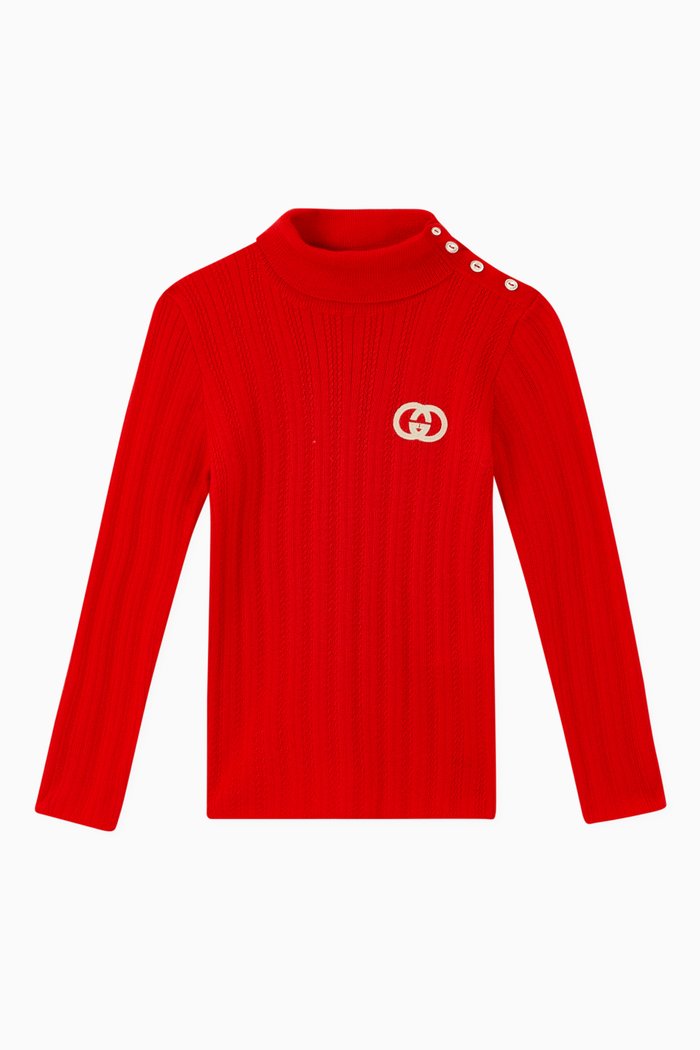 

Interlocking G Wool Turtleneck Sweater, Orange