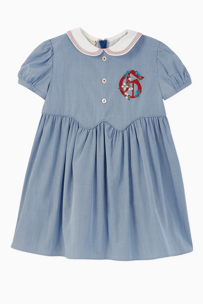 Gingham Cotton Dress, Blue