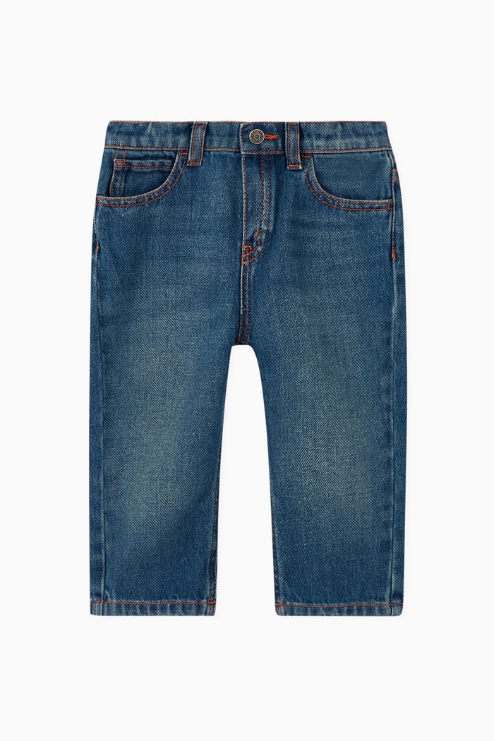 

Embroidered Label Jeans, Blue