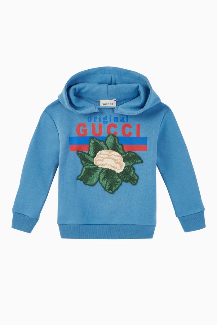 "Original Gucci" & Cauliflower Hooded Sweatshirt, Blue
