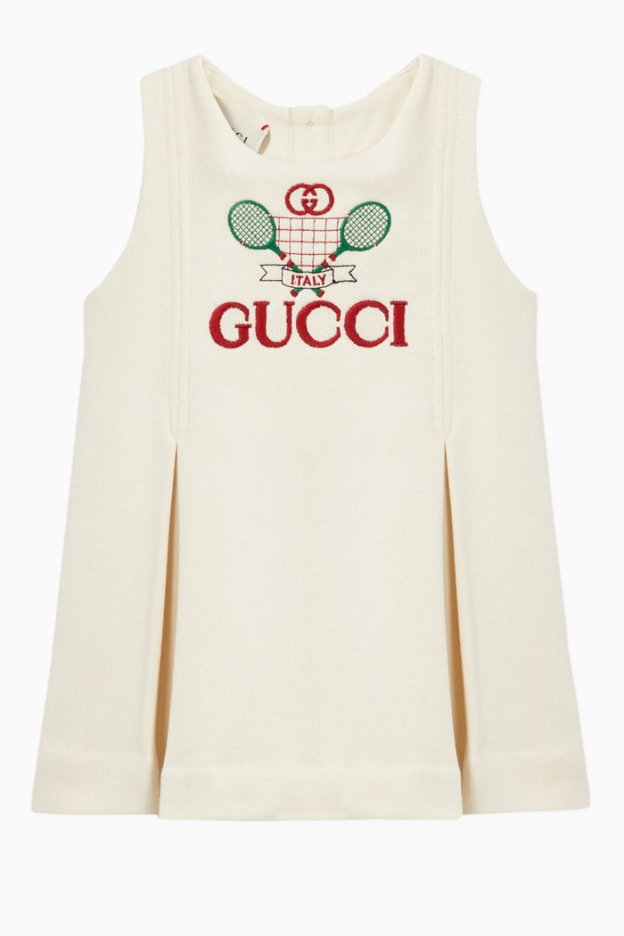 

Gucci Tennis Embroidered Dress, White