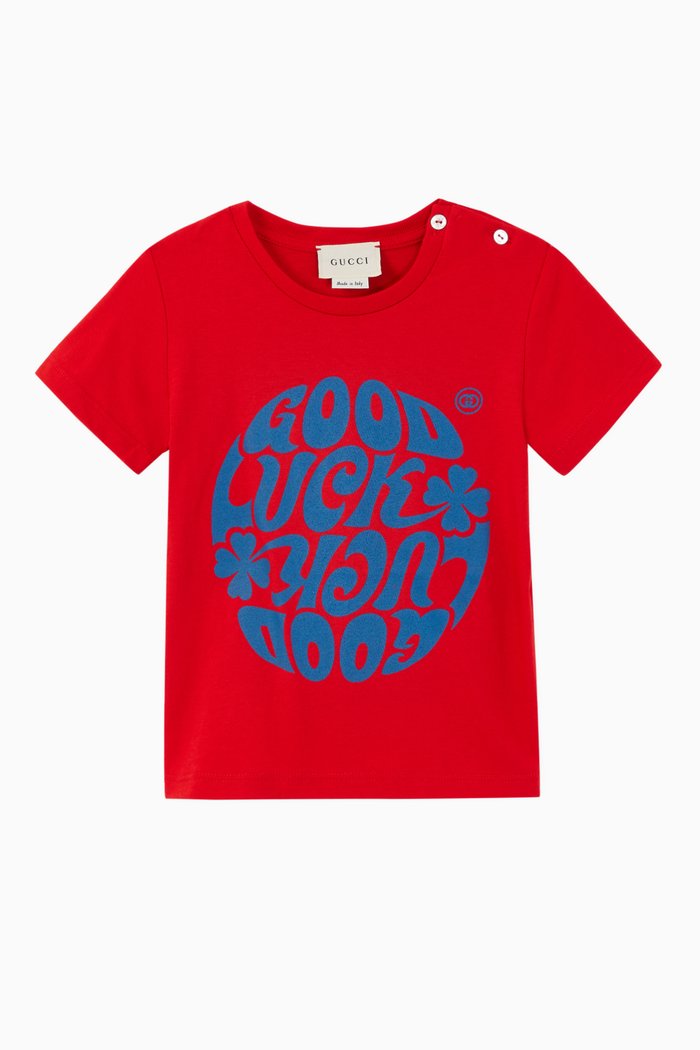 

"Good Luck" Cotton T-Shirt, Red