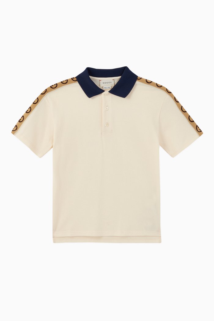 

Interlocking G Jacquard Cotton Polo T-Shirt, White