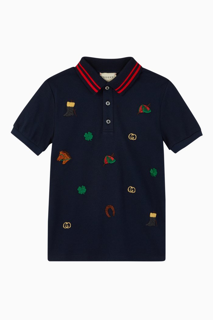 

Horse Embroidered Polo Shirt, Blue