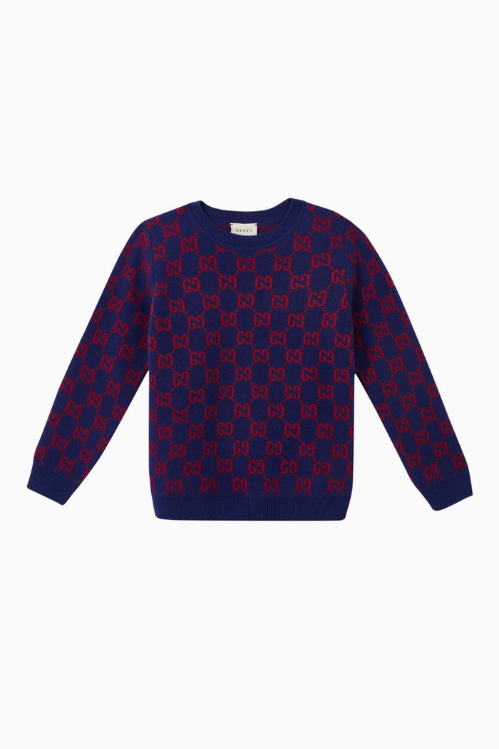 

GG Intarsia Wool Jumper, Blue