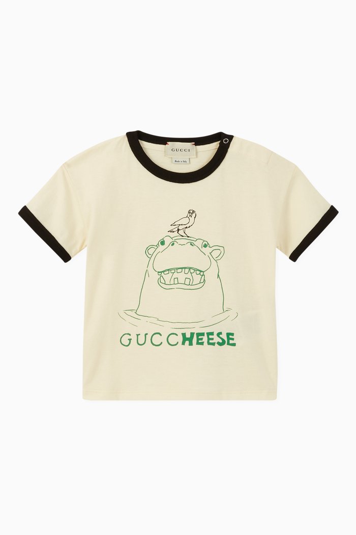 

'Guccheese' Animal Print T-shirt, White