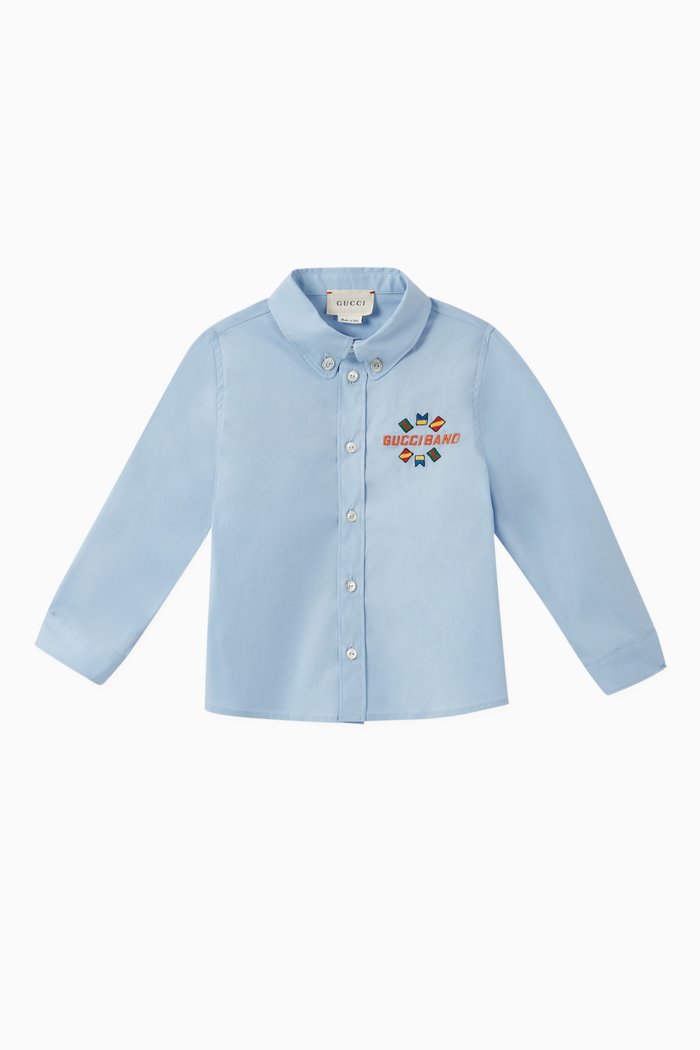 

Side Graphic Poplin Shirt, Blue