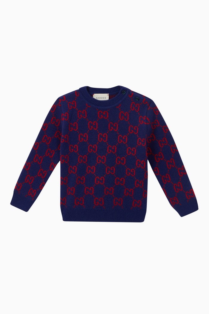 

GG Intarsia Wool Jumper, Blue