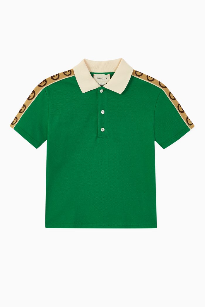 

Interlocking G Stripe Polo T-Shirt, Green