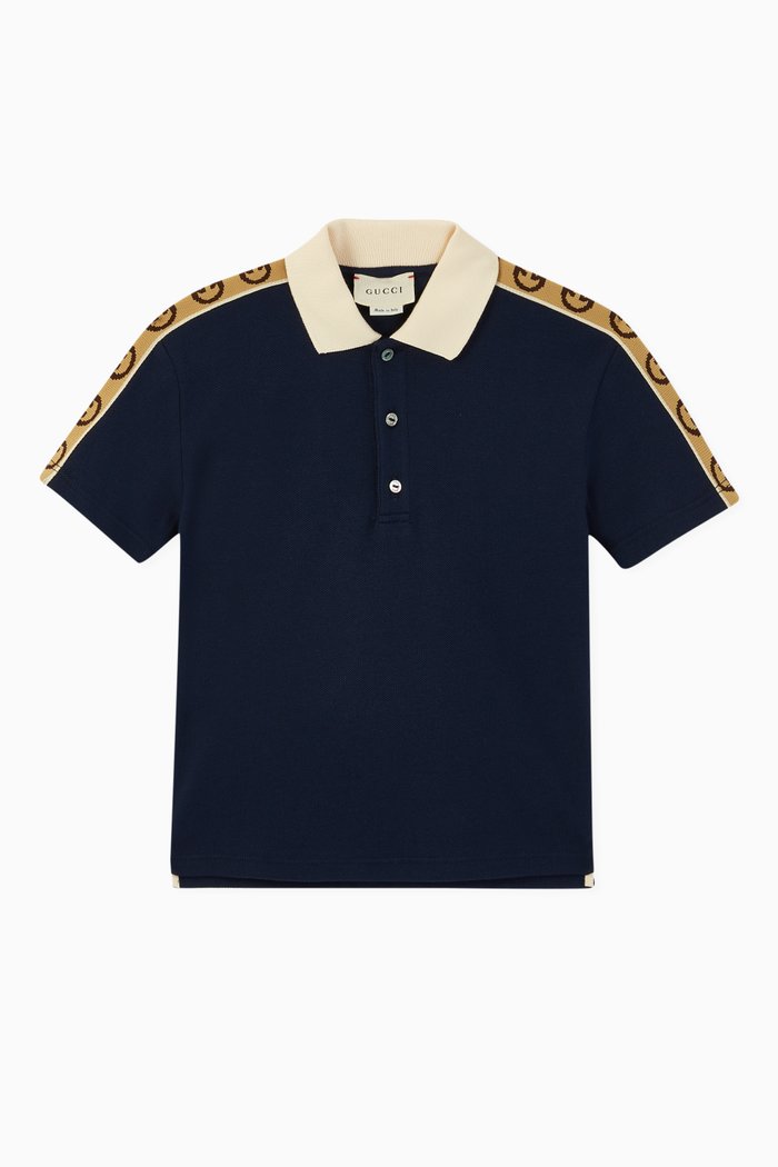 

Interlocking G Stripe Polo T-Shirt, Blue