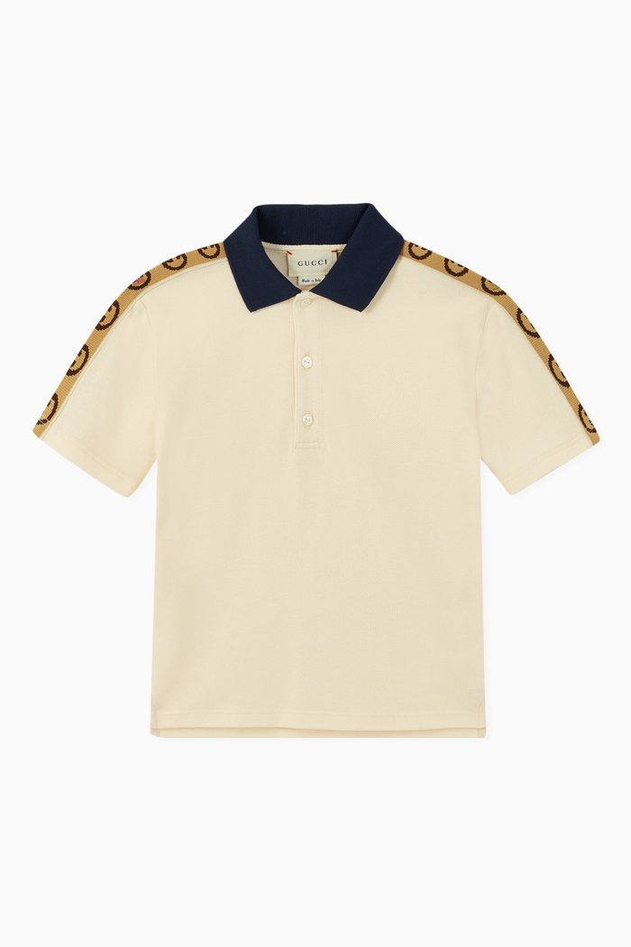 

Interlocking G Stripe Polo T-Shirt, White