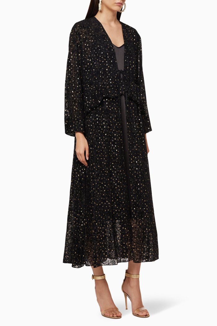 

Embroidered Sheer Dress, Black