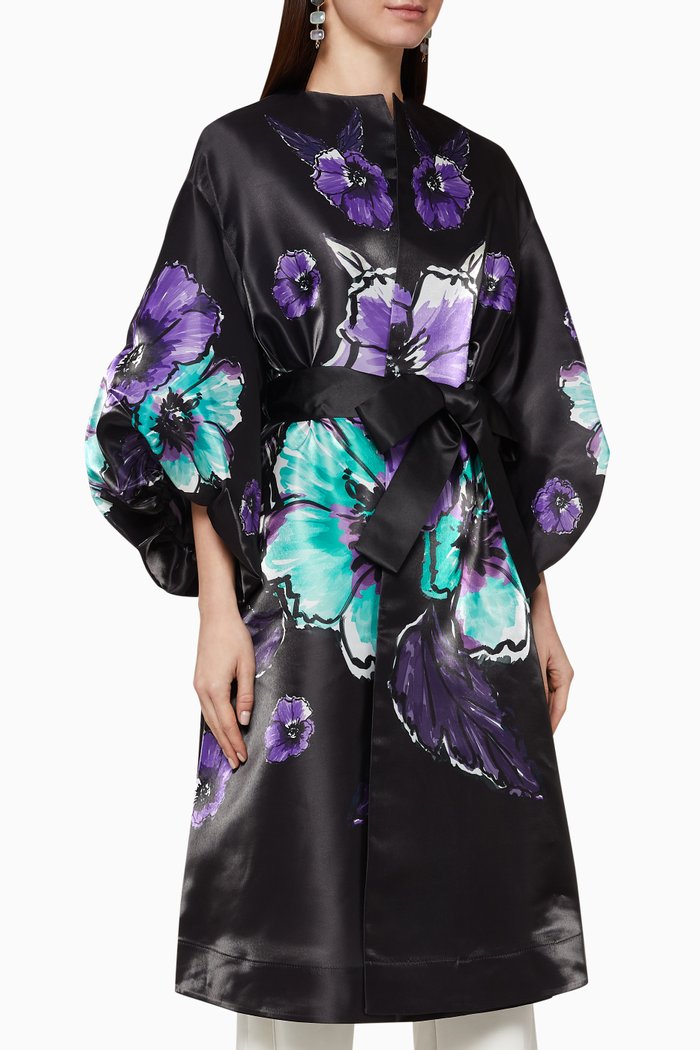 

Floral Print Belted Kimono, Multicolour
