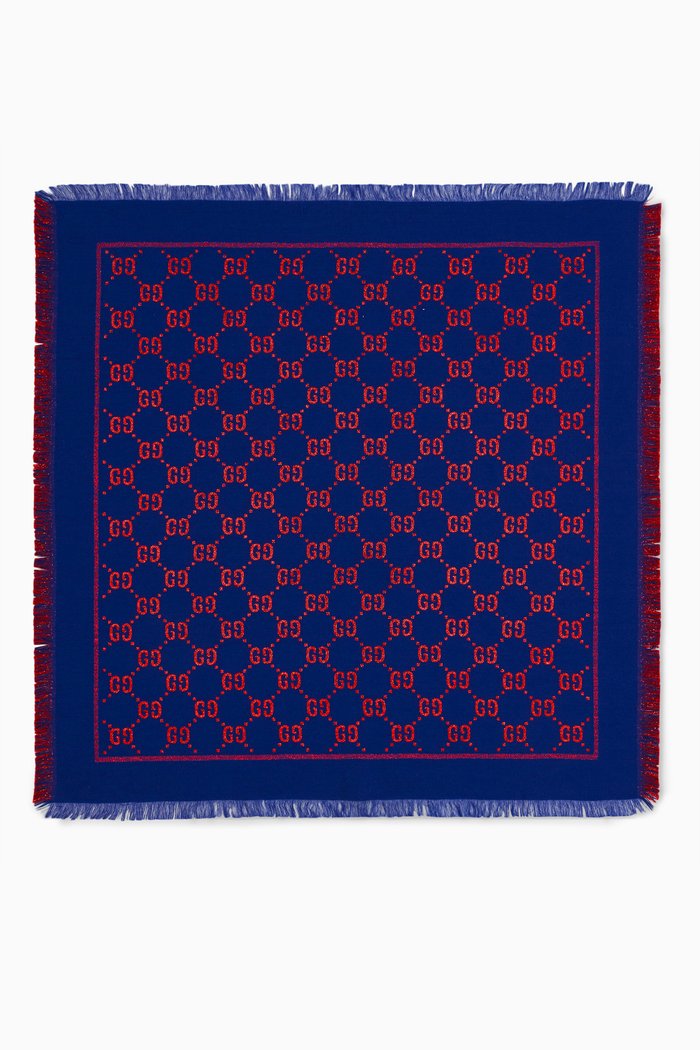 

GG Lamé Wool Shawl, Blue