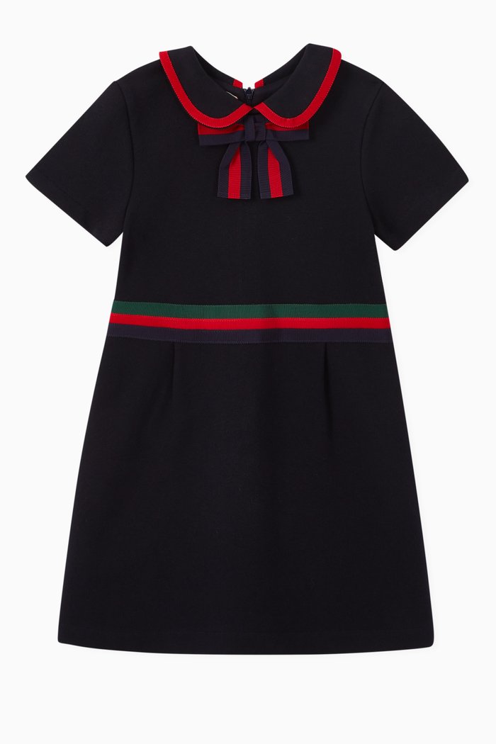 

Web Bow Cotton Dress, Blue