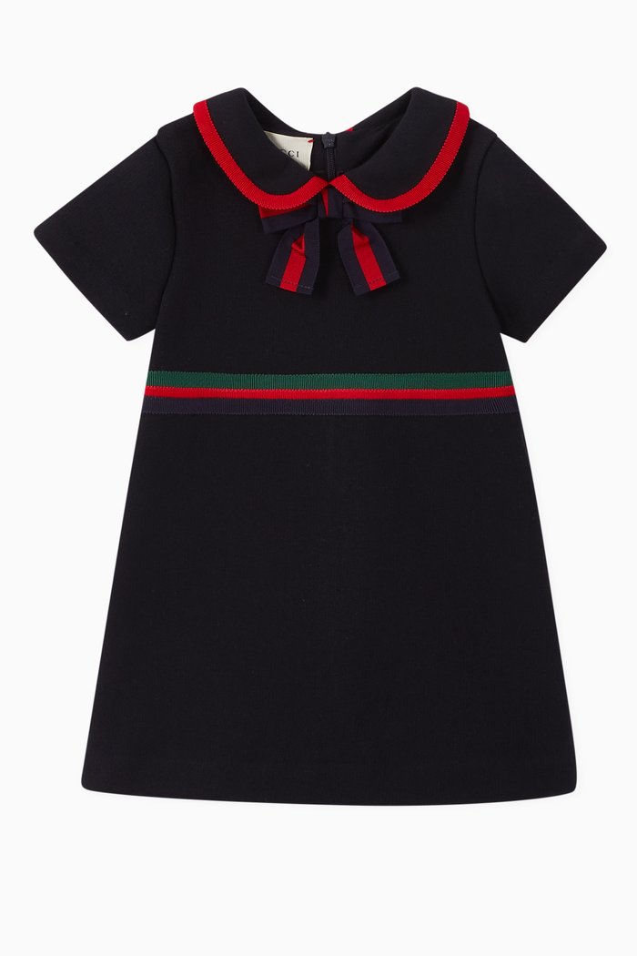 

Web Bow Cotton Dress, Blue