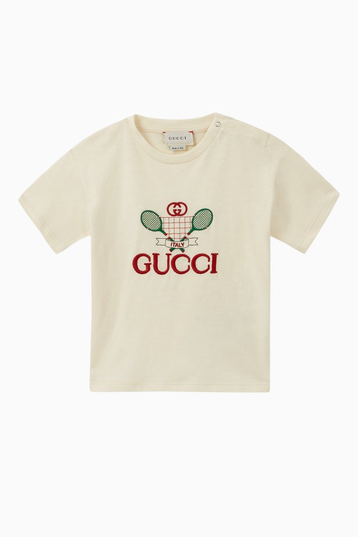 

Gucci Tennis Cotton T-Shirt, Neutral