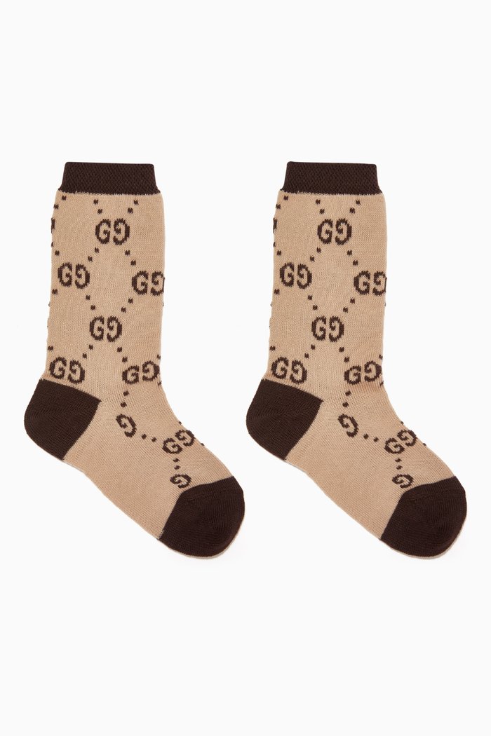 

Logo Print Socks in Cotton, Neutral
