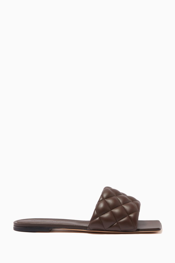 

Padded Slide Sandals in Nappa, Brown