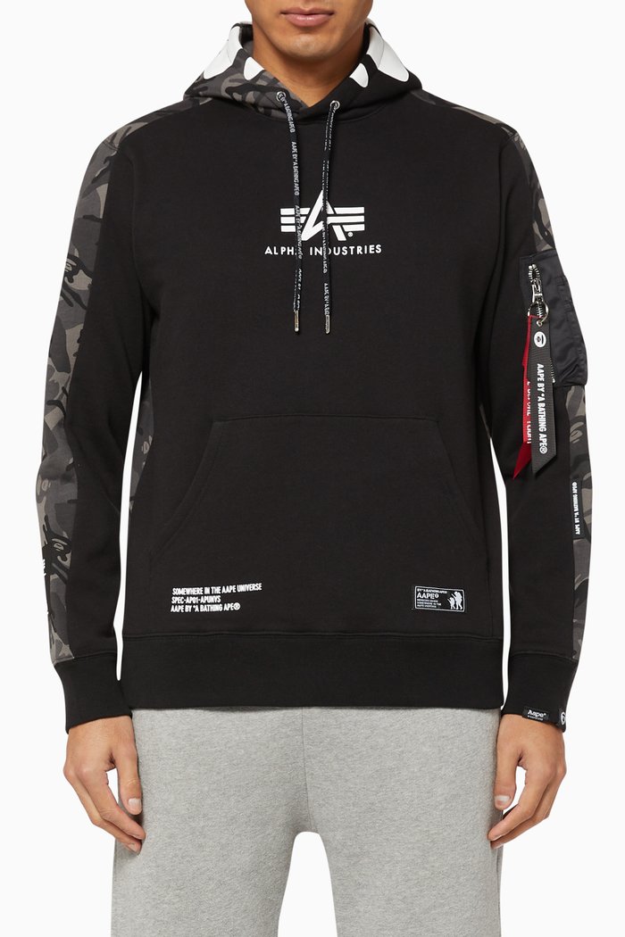 

x Alpha Industries Camo Jersey Hoodie, Black