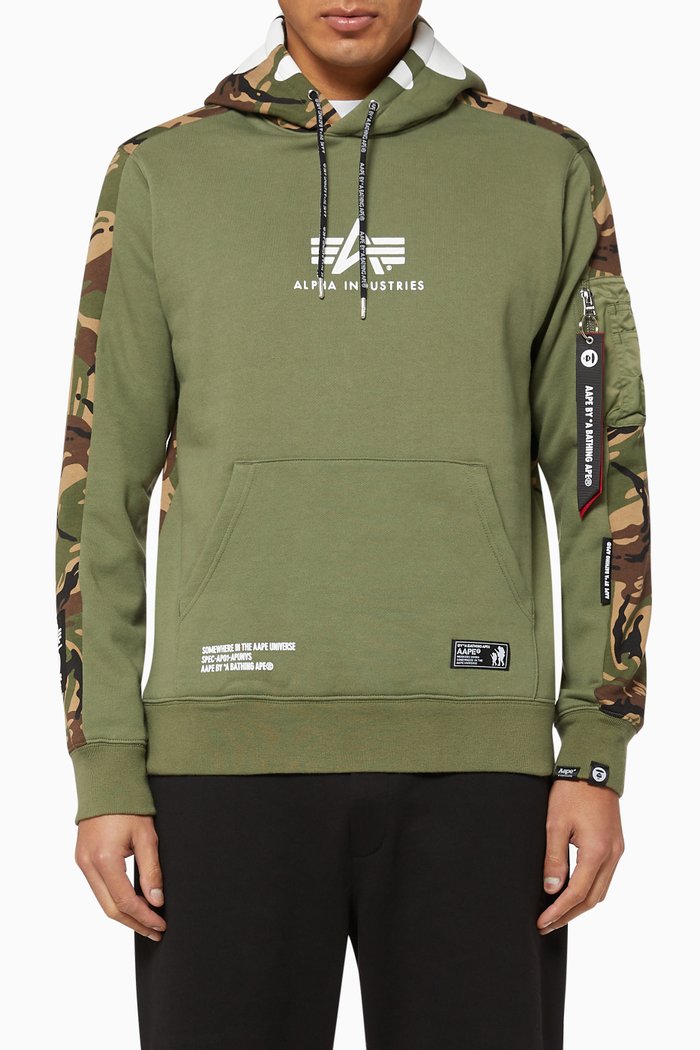 

x Alpha Industries Camo Jersey Hoodie, Grey