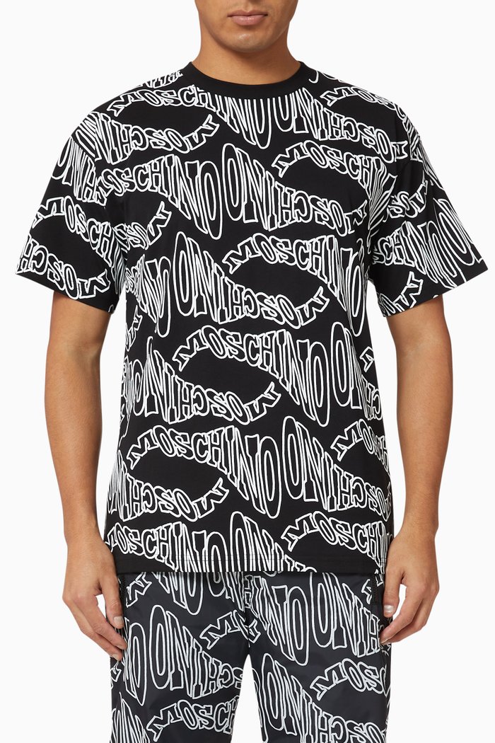 

Warped Logo Cotton T-Shirt, Black