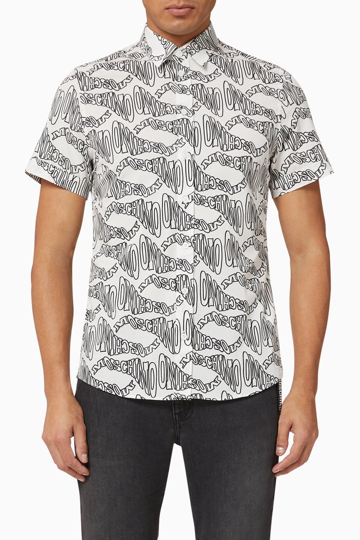 

Warped Logo Poplin Shirt, White