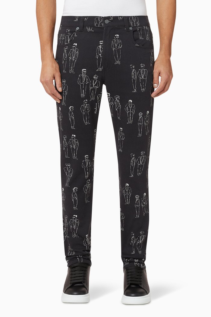 

Moschino Characters Slim-Fit Denim Jeans, Black