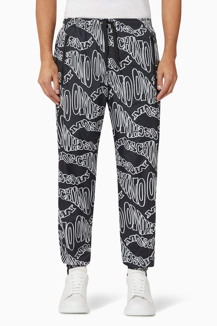 

Warped Logo Nylon Jogging Pants, Black
