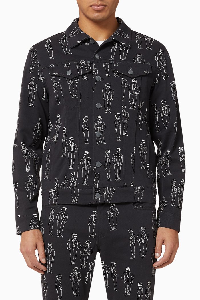 

Moschino Characters Denim Jacket, Black
