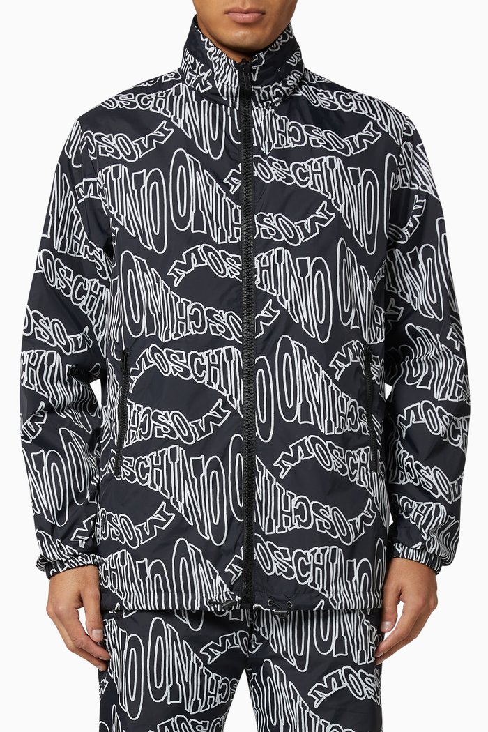 

Warped Logo Nylon Reversible Jacket, Black