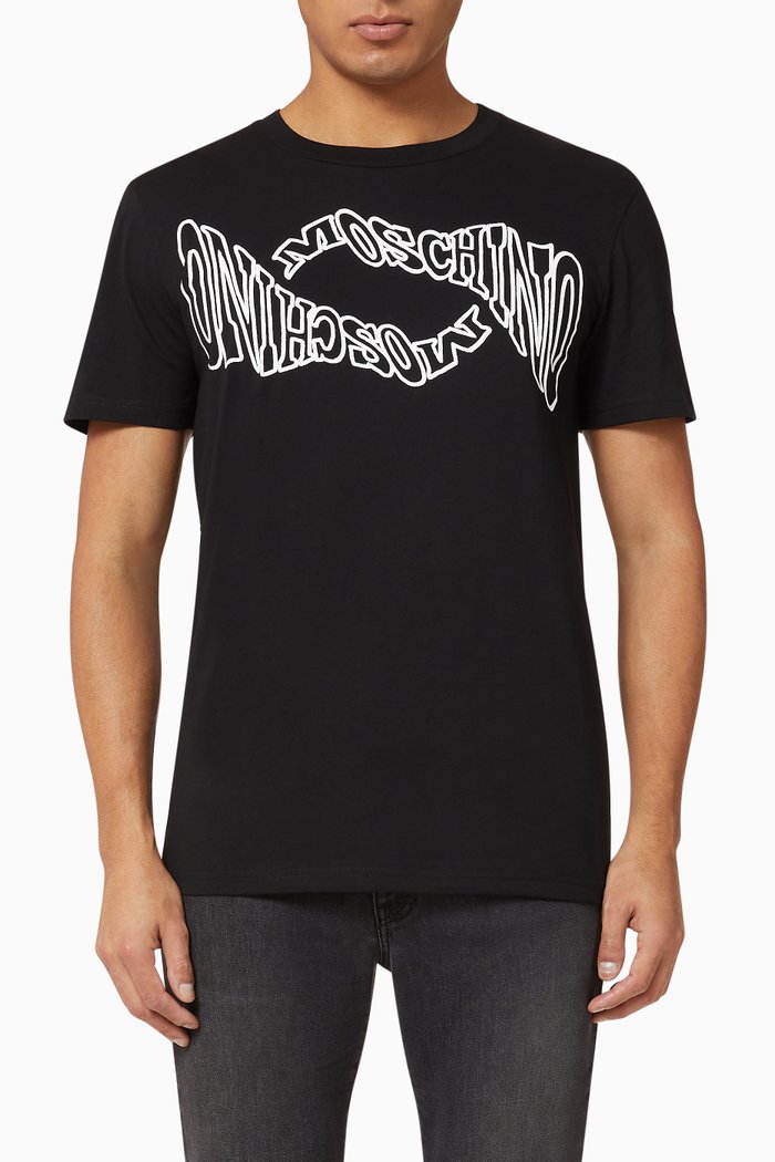 

Warped Logo Cotton T-Shirt, Black