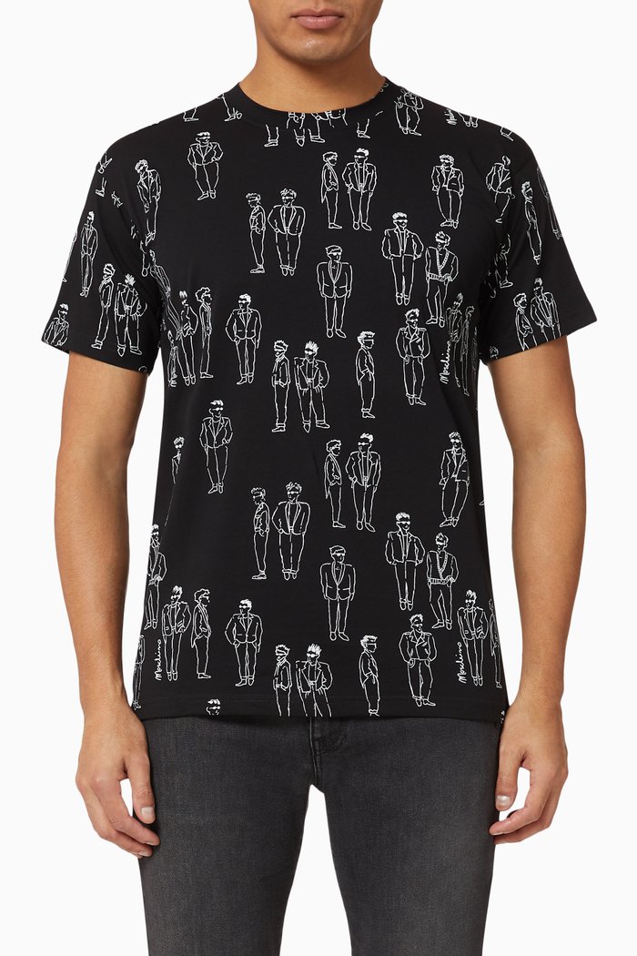 

Moschino Characters Cotton T-Shirt, Black