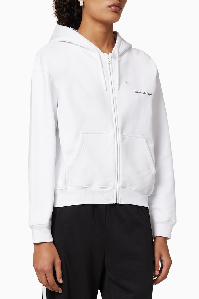 

Copyright Small Fit Zip-up Hoodie in Curly Fleece, White