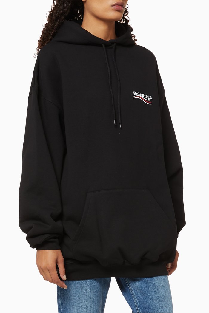 

Political Campaign Medium Fit Curly Fleece Hoodie, Black