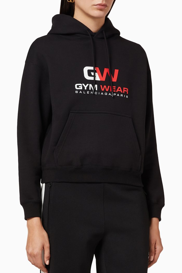 

Gym Wear Small Fit Hoodie in Curly Fleece, Black