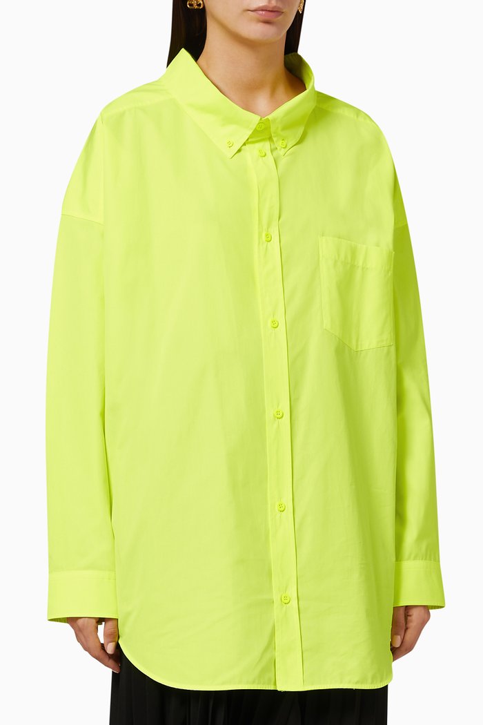 

Cocoon Swing Shirt in Neon Cotton Poplin, Yellow
