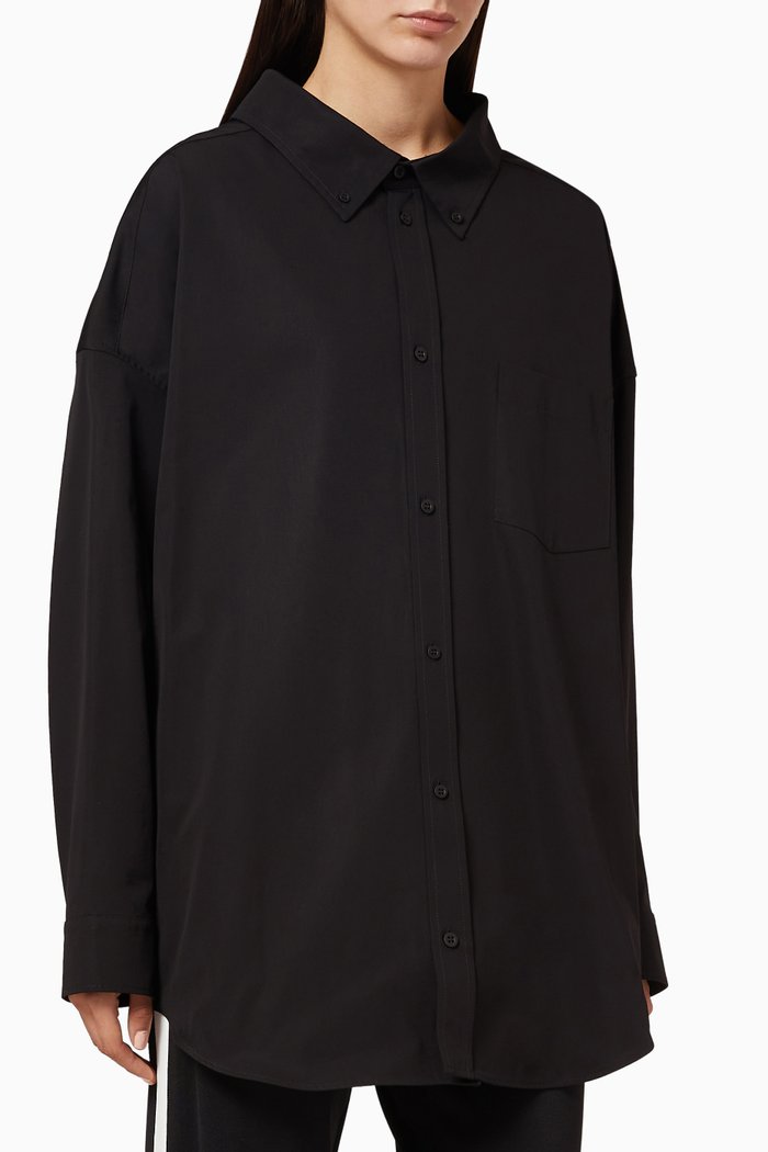 

Cocoon Swing Shirt in Cotton Poplin, Black
