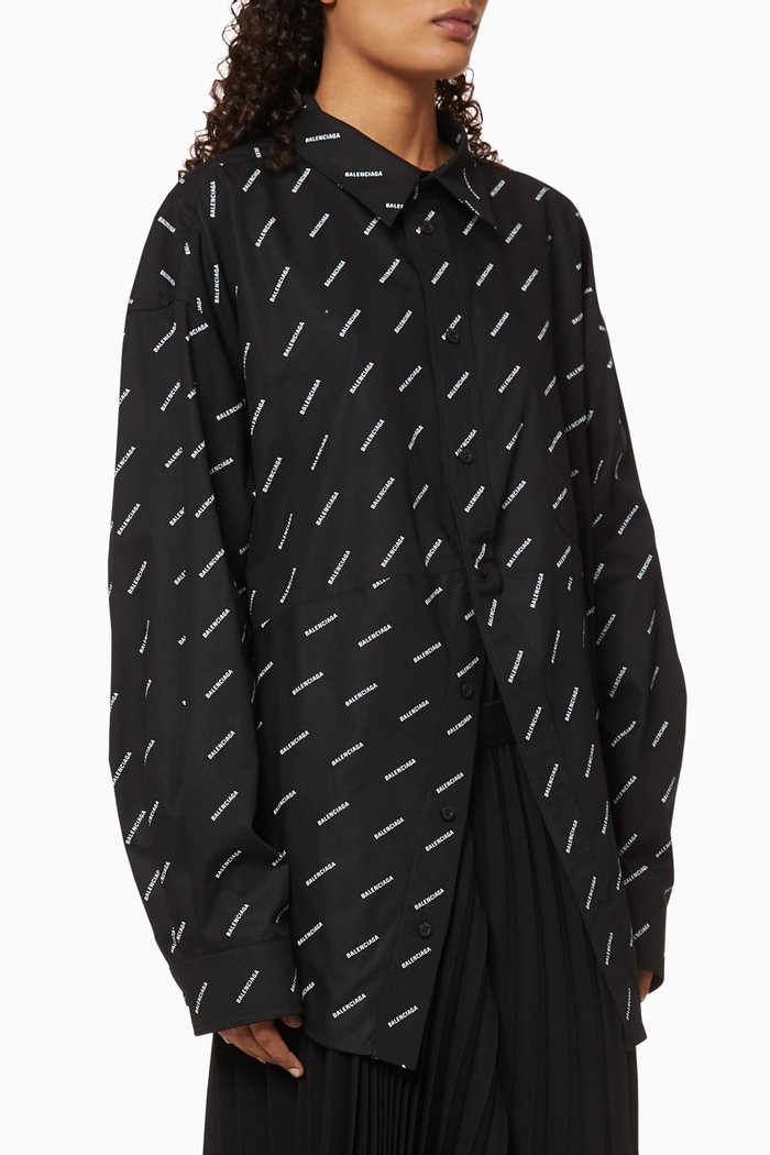 

Allover Logo Swing Masculine Shirt, Black