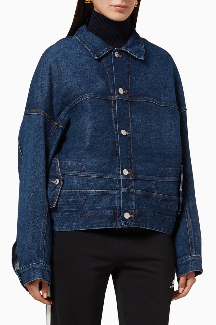 

Upside Down Jacket in Denim Cotton Twill, Blue