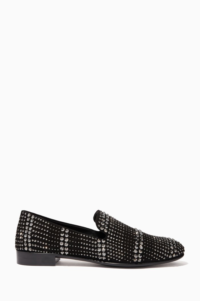 

Anton Loafers in Embellished Suede, Black
