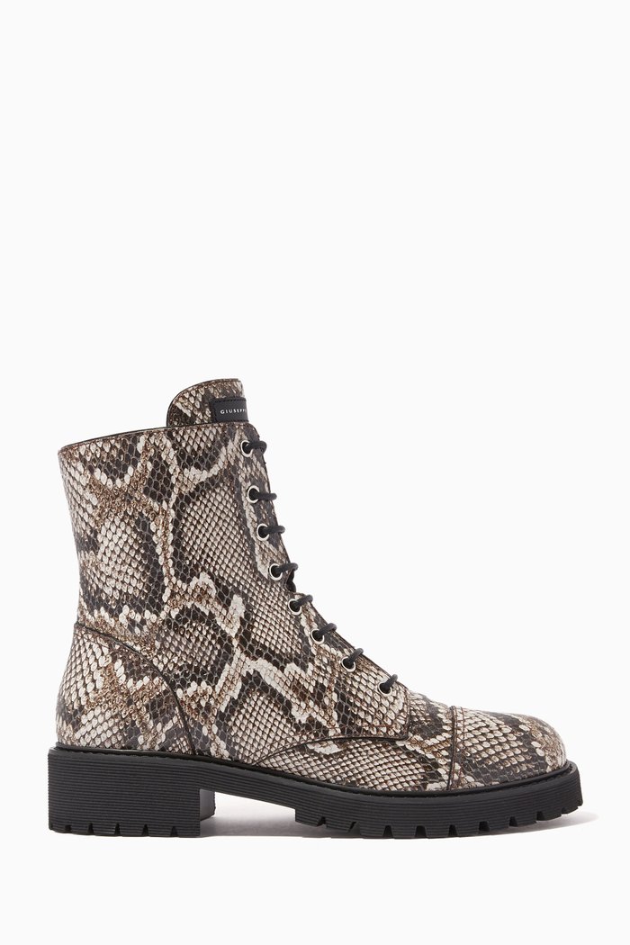 Thora Boots in Snakeskin-Print Leather, Multicolour