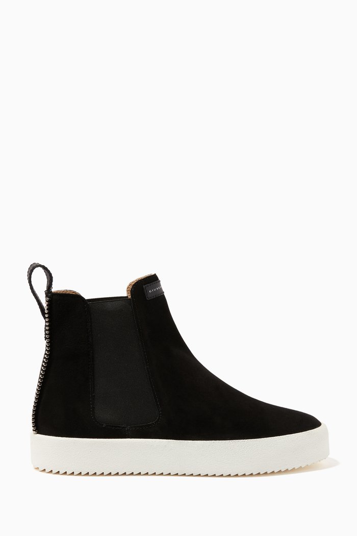 Rudy High-Top Sneakers in Suede, Black