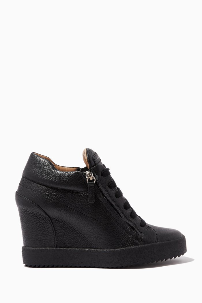 

Addy 75 Wedge Sneakers in Leather, Black