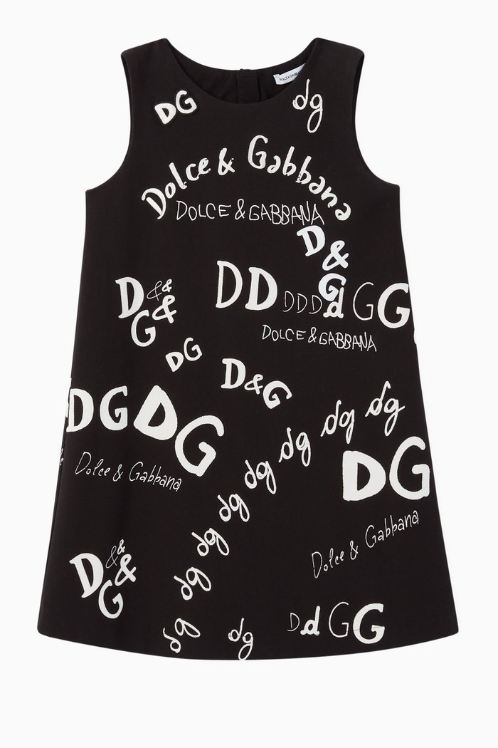 

Logo Lettering Sleeveless Jersey Dress, Black