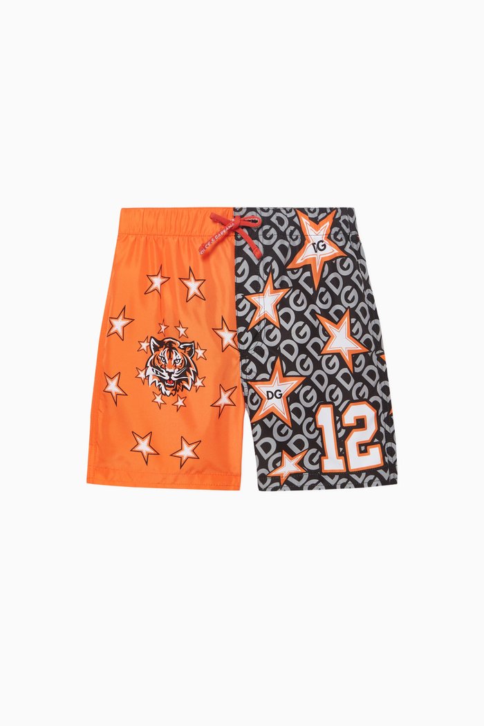 

Jungle Sport Mismatched Shorts, Orange