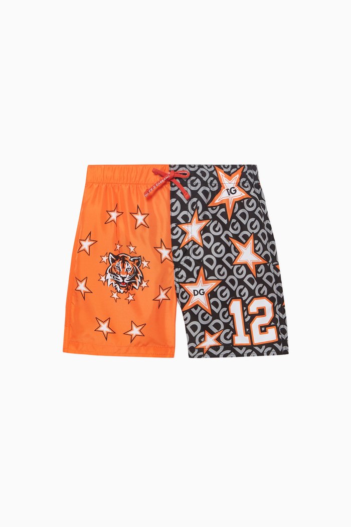 

Jungle Sport Mismatched Shorts, Orange