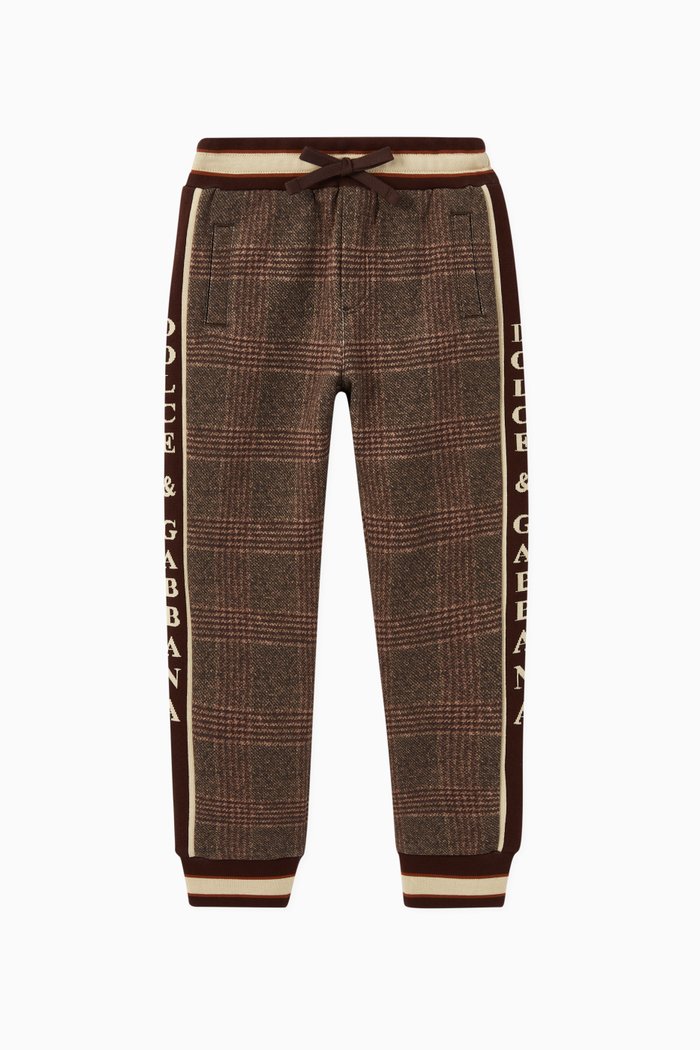 

Checked Jersey Sweatpants, Brown