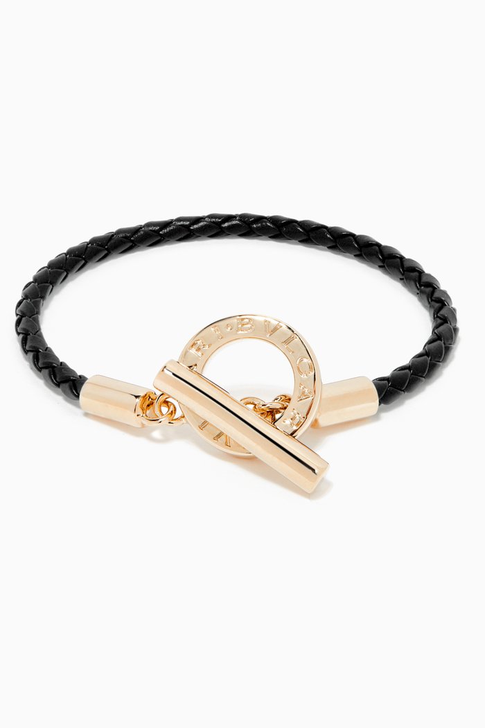 

BVLGARI BVLGARI Braid Bracelet in Calf Leather, Black