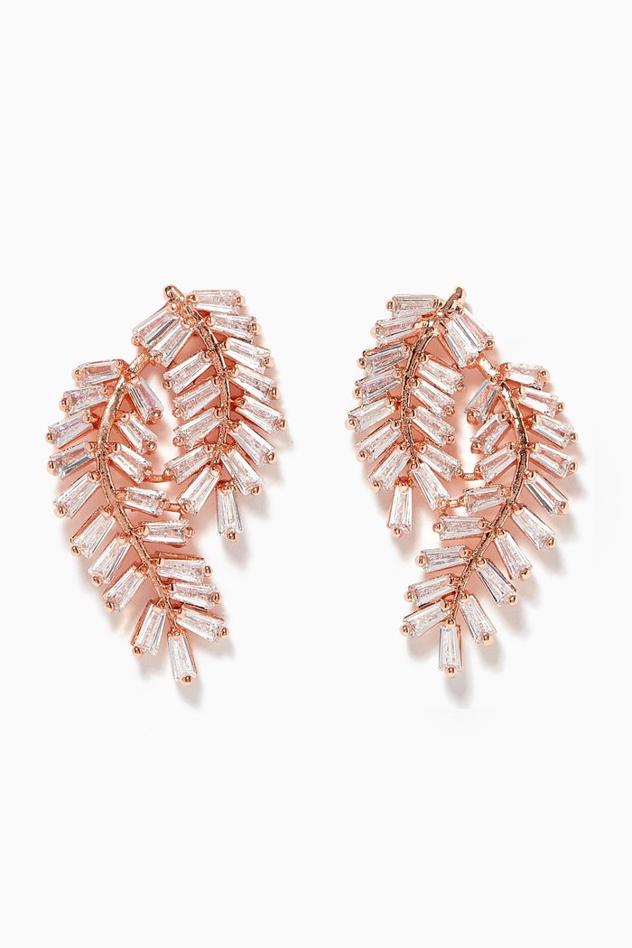 

Deco Fern Swag Earrings, Rose gold